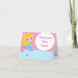 Ice Skating Girl Birthday Thank You Note Card