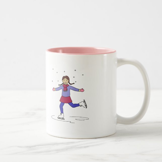 Ice Skating Girl Figure Skater Two-Tone Coffee Mug (Right)