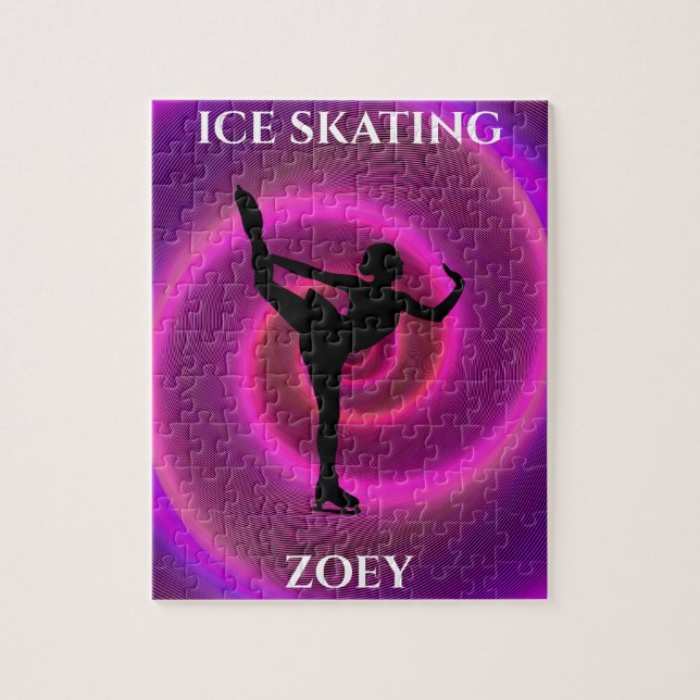 Ice skating girl puzzle with child's name. (Vertical)