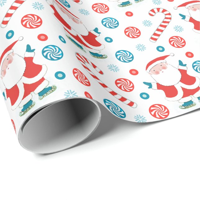 Ice Skating Holiday Gift Wrapping Paper (Roll Corner)