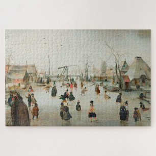 Ice Skating in a Village Jigsaw Puzzle