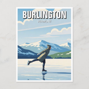 Ice Skating in Burlington Vermont Travel Postcard