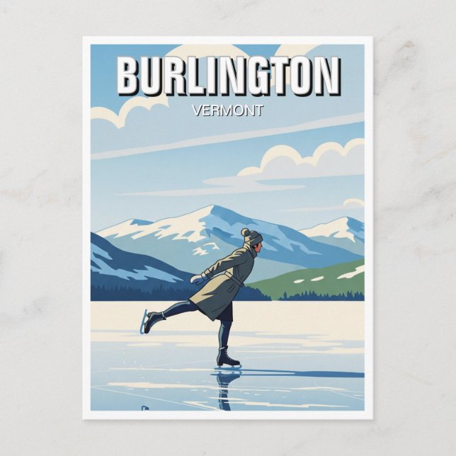 Ice Skating in Burlington Vermont Travel Postcard (Front)