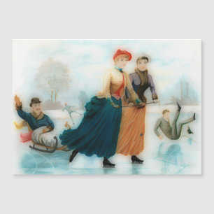 Ice skating in Norway - funny vintage graphics