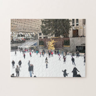 Ice Skating in Rockefeller Centre NYC Christmas Jigsaw Puzzle