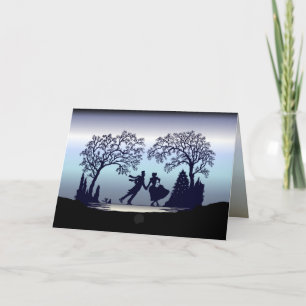 Ice Skating in the Park - Silhouette Holiday Card