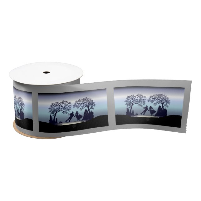 Ice Skating in the Park - Silhouette Satin Ribbon (Spool)
