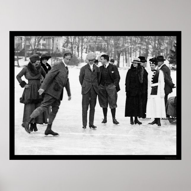 Ice Skating in Tuxedo Park, NY 1920 Poster (Front)