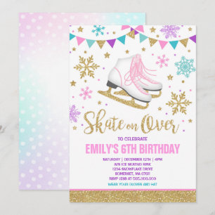 Ice skating Invitation Ice Skating Party Gold