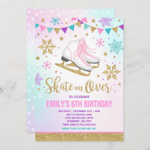 Ice skating Invitation Ice Skating Party Gold