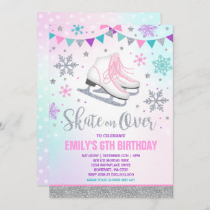 Ice skating Invitation Ice Skating Party Silver
