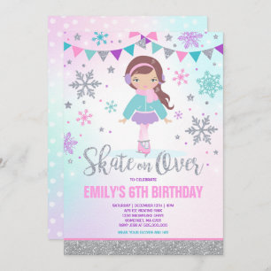 Ice skating Invitation Ice Skating Party Silver