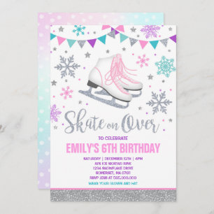 Ice skating Invitation Ice Skating Party Silver