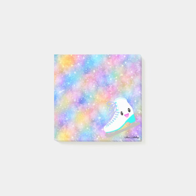 Ice Skating Kawaii Rainbow Gradient Galaxy Stars Post-it Notes (Front)