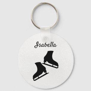 Ice skating keychain figure skates black white