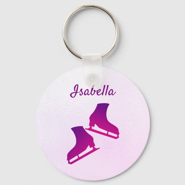 Ice skating keychain figure skates purple pink (Front)