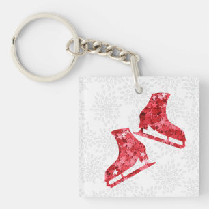 Ice skating keychain - Red stars Born to skate
