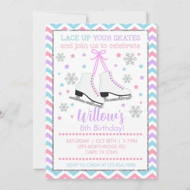 Ice skating lace up your skates girl invite. invitation (Front)