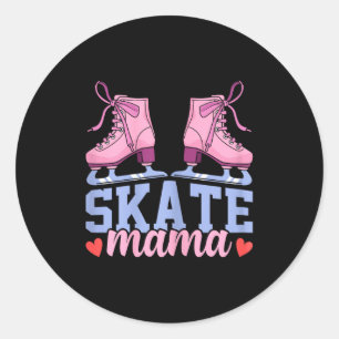 Ice Skating Mom Skate Mama Funny Winter Srts Skate Classic Round Sticker