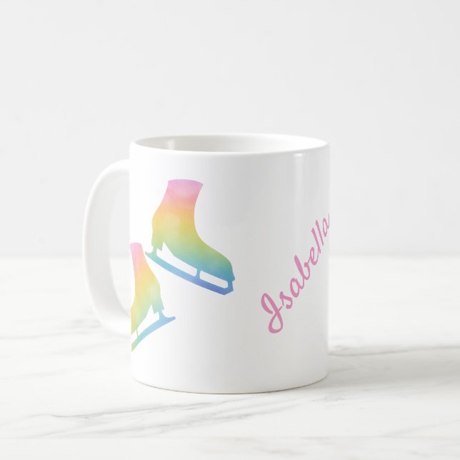 Ice skating mug figure skates pair rainbow (Front Left)