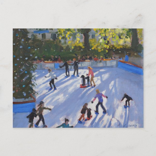 Ice skating Natural History Museum 2014 Postcard (Front)