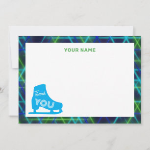Ice Skating Neon Glow Boys Birthday Party  Thank You Card