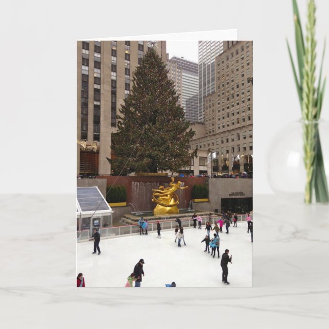 Ice Skating NYC New York Christmas Holiday Photo Card (Front)