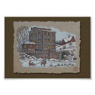 Ice Skating On Gristmill Pond Photo Print