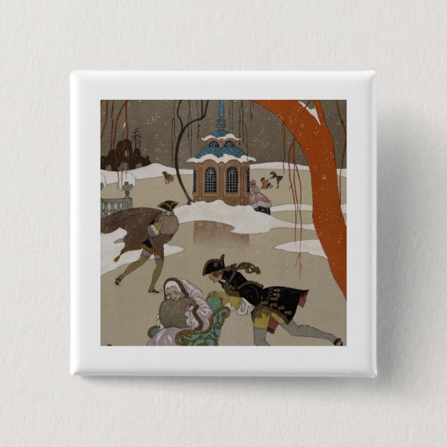 Ice Skating on the Frozen Lake 15 Cm Square Badge (Front)