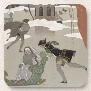 Ice Skating on the Frozen Lake,  illustration for Coaster