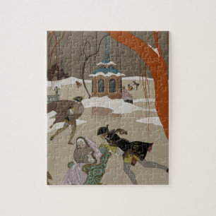 Ice Skating on the Frozen Lake Jigsaw Puzzle