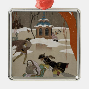 Ice Skating on the Frozen Lake Metal Tree Decoration