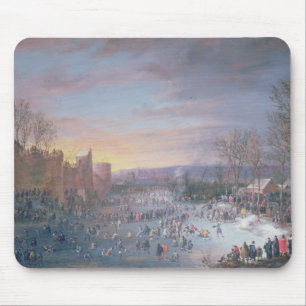 Ice Skating on the Stadtgraben in Brussels, 1649 Mouse Pad
