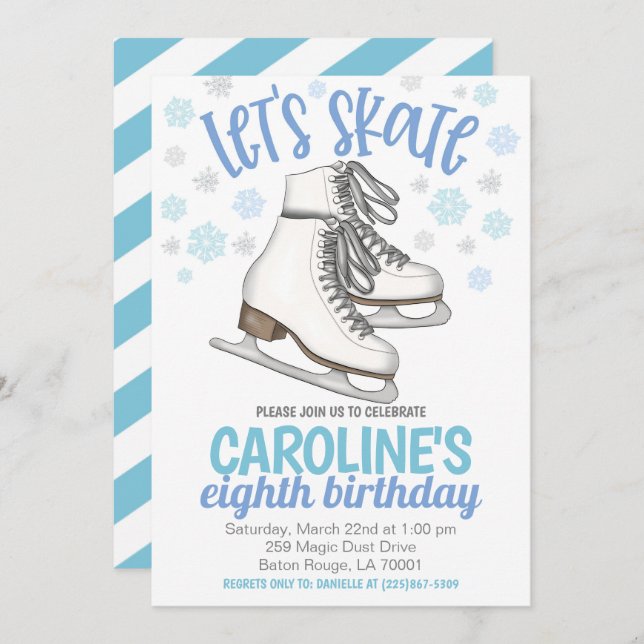 Ice Skating Party Birthday Invite (Front/Back)