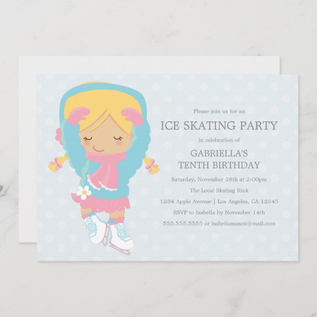 Ice Skating Party | Birthday Party Invitation (Front/Back)