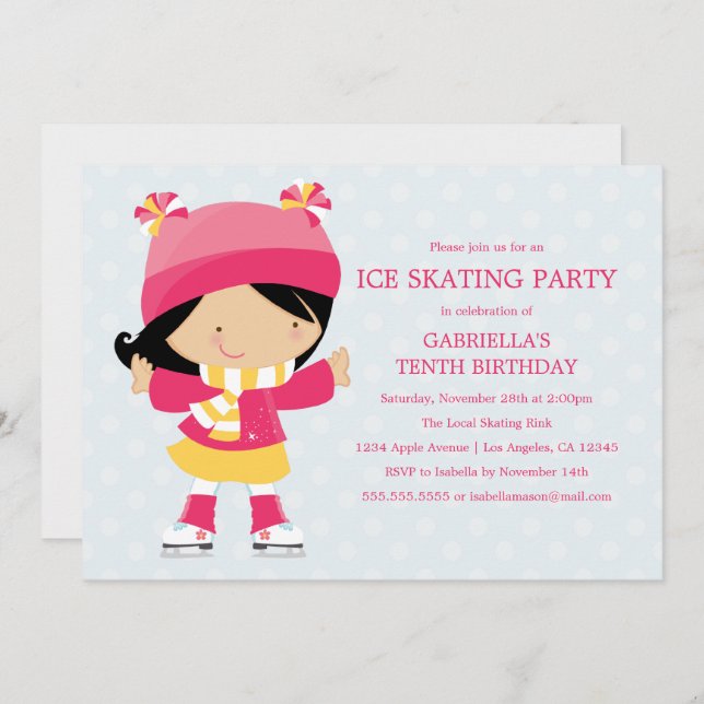 Ice Skating Party | Birthday Party Invitation (Front/Back)