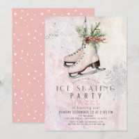 Ice Skating Party Frozen Snowflake Pink Birthday