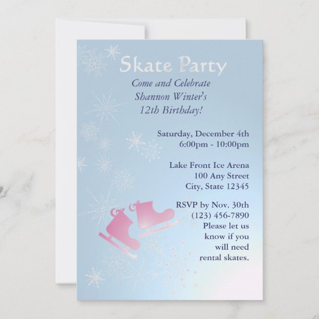 Ice Skating Party Invitation (Front)