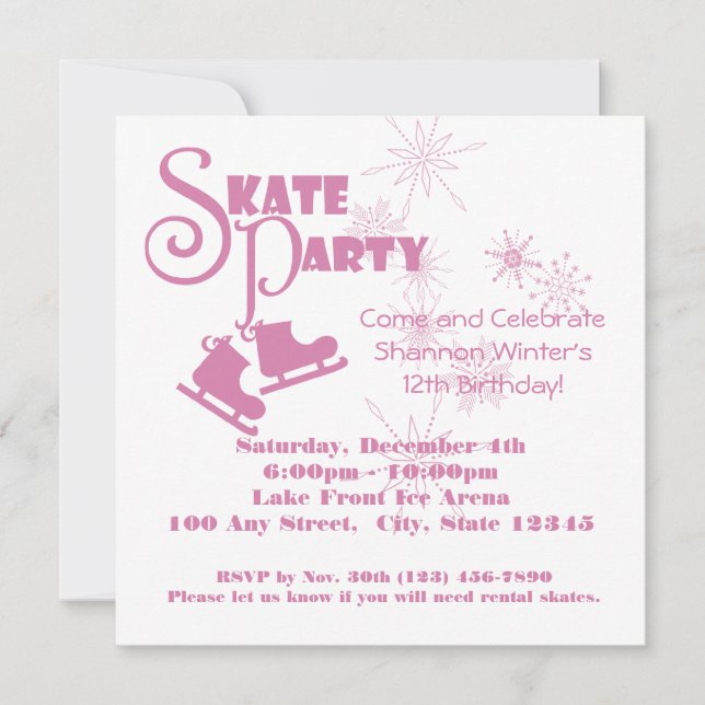 Ice Skating Party Invitation (Front)