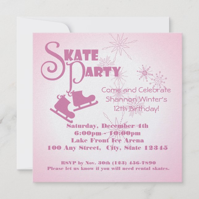 Ice Skating Party Invitation (Front)