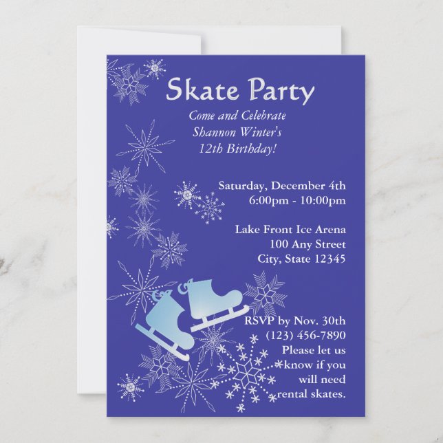 Ice Skating Party Invitation (Front)