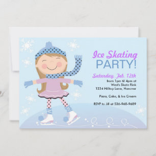 Ice Skating Party Invitations with girl skating