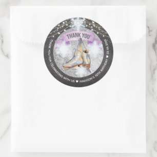 Ice Skating Party Personalised Classic Round Sticker