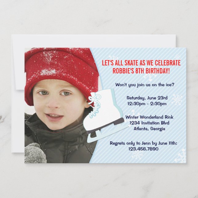 Ice Skating Party Photo Invite (Front)