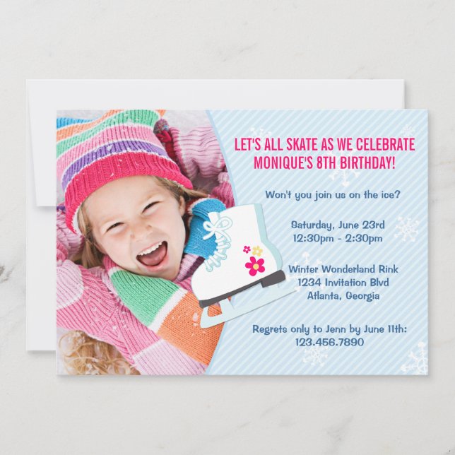 Ice Skating Party Photo Invite (Front)