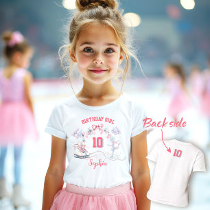 Ice Skating Party Pink Blue Winter Girl Birthday  T-Shirt