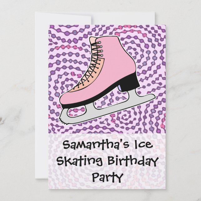 Ice Skating Party, Pink Skate Invitation (Front)