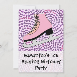 Ice Skating Party, Pink Skate Invitation