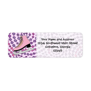Ice Skating Party, Pink Skate Return Address Label