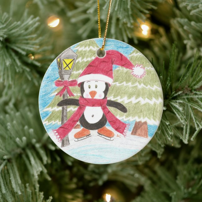 Ice skating penguin Christmas ornament (Tree)